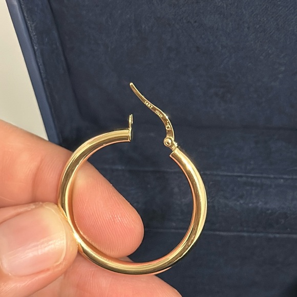 14K Solid Italian Gold Hoops - Picture 7 of 14